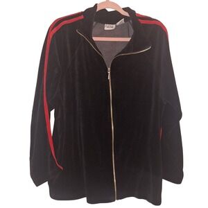 Vintage Capacity Women's Size 2x Velour Black Red Stripe Track Jacket 90s